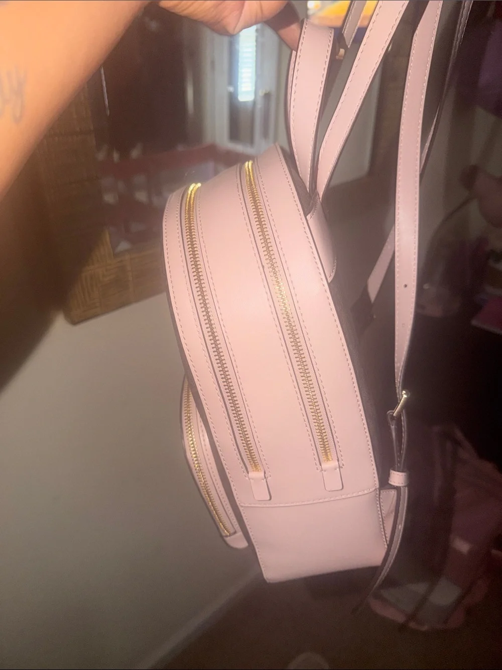 Michael Kors Brown Signature Backpack with Pink Trim